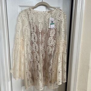 Michael Kors Ivory Lace/Crochet Top L